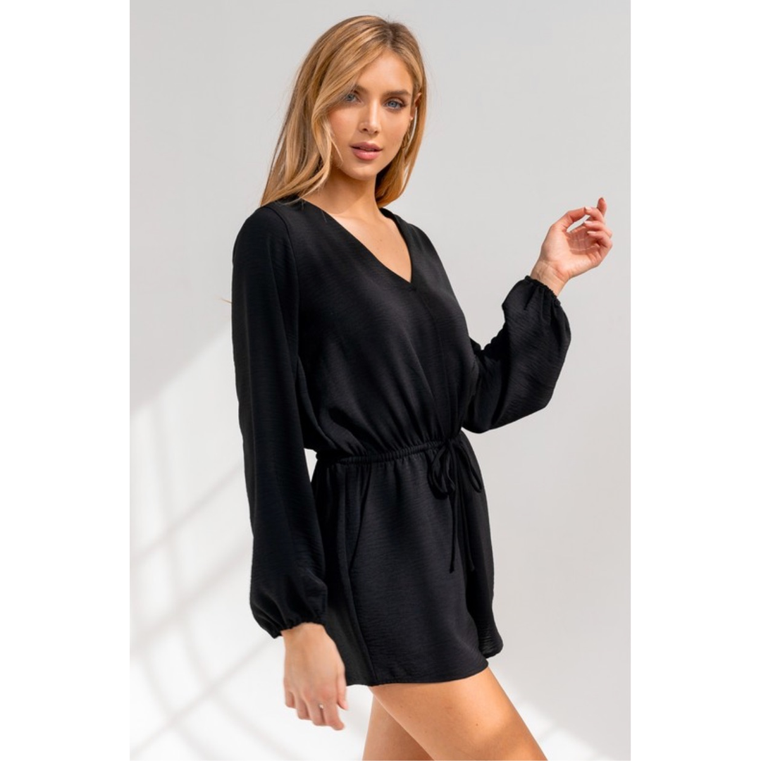 Black Long Sleeve Silky Romper – The Fashion Truck KC